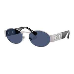Versace Sunglasses Oval Full Rim, Silver Frame and Blue Lens VE2264100080